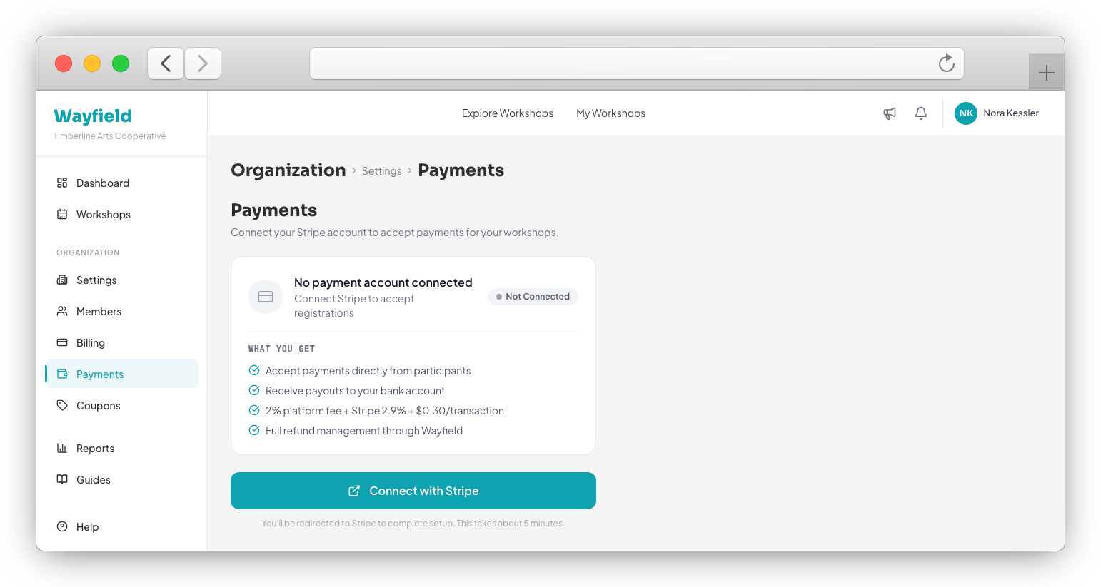Stripe Connect payments setup